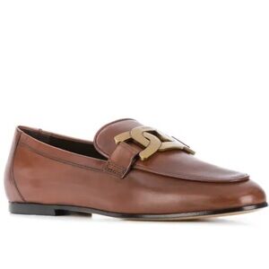 Tod's Brown Loafers with Gold Accent and Polished Leather